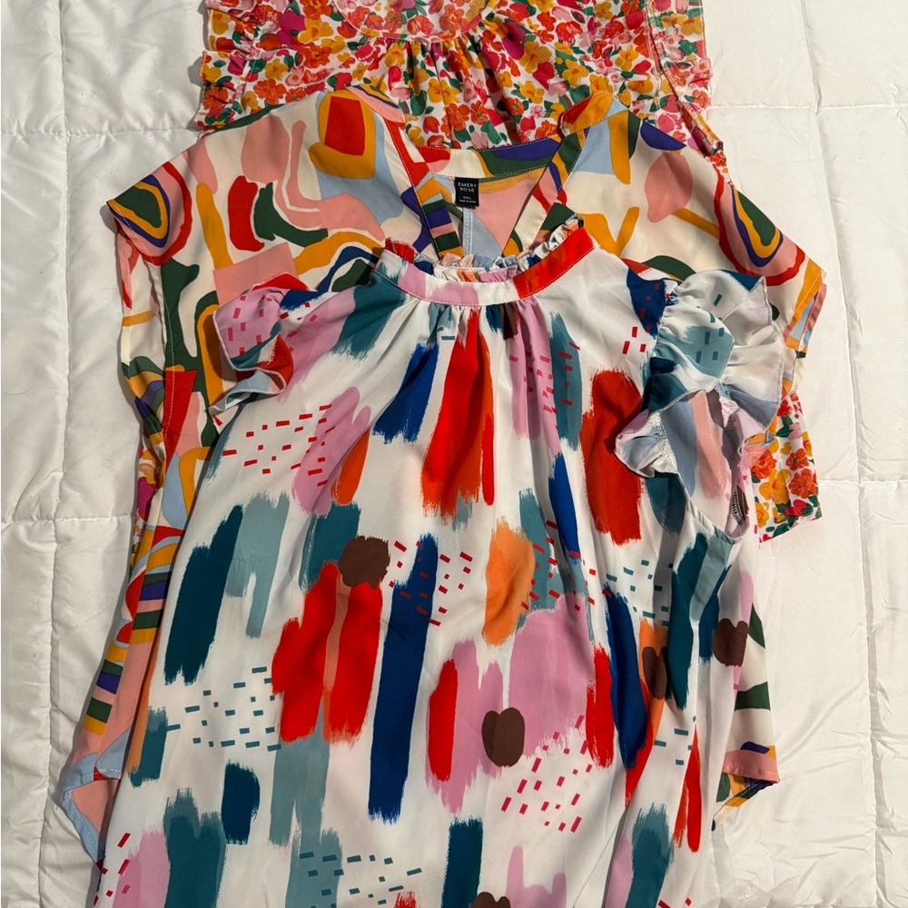 SHEIN Multicolor Abstract Blouses